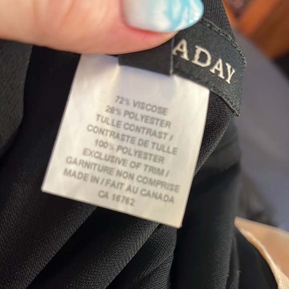 Lida Baday Cocktail Dress Tulle Bodice & Sash LBD V-neck 3/4 Sleeves Size Medium - Picture 9 of 11